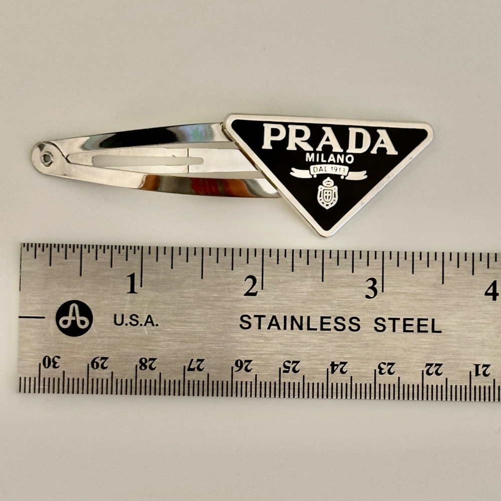 Prada Triangle Logo Hair Clips - Picture 3 of 3